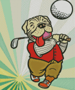 Golf Dog Art Diamond Painting