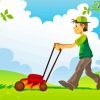 Man Mowing Grass Diamond Painting