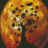 Orange Moon Silhouette Diamond Painting