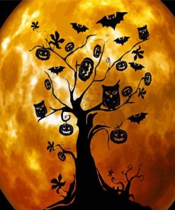 Orange Moon Silhouette Diamond Painting