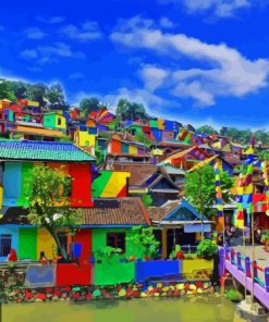 Rainbow Village Indonesia Diamond Painting