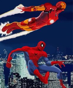 Aesthetic Iron Man And Spiderman Heroes Diamond Painting