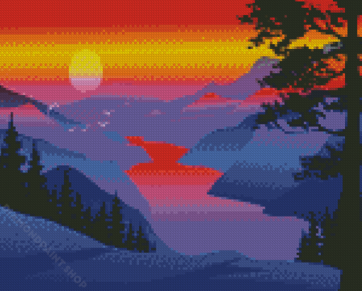 Aesthetic Mountain Silhouette Diamond Painting