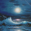 Aesthetic Ocean Waves At Night Diamond Painting