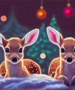 Aesthetic Winter Fawns Diamond Painting