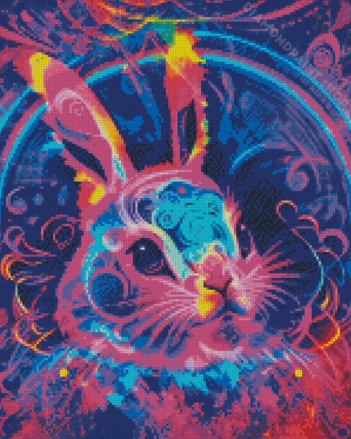 Aesthetic Neon Bunny Diamond Painting