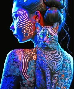 Asian Lady And Tiger Diamond Painting