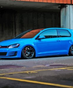 Blue Golf Gti Car Diamond Painting