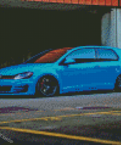 Blue Golf Gti Car Diamond Painting