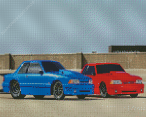 Blue And Red Mustang Fox Body Diamond Painting