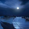 Boat With Moon At Night Diamond Painting