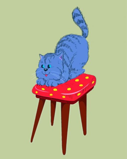 Cute Cat On Chair Diamond Painting