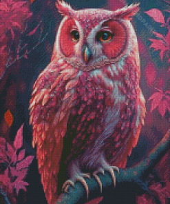 Cute Pink Owl -Diamond Painting