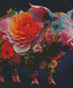 Floral Pig Diamond Painting