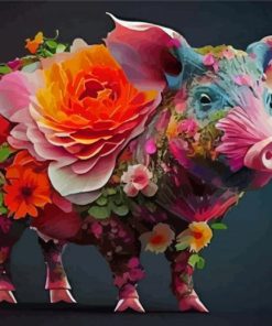 Floral Pig Diamond Painting