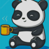 Panda Bear Animal Drinking Coffee Diamond Painting