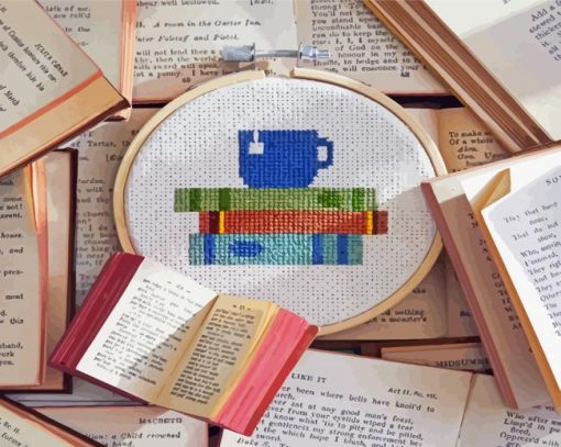 Teacup Books Cross Stitch Diamond Painting