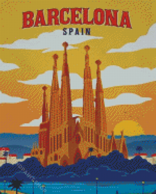 Vintage Barcelona Spain Diamond Painting