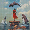 Woman And Dolphins Diamond Painting