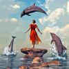 Woman And Dolphins Diamond Painting