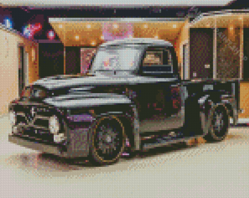 1955 Black Ford Pickup Truck Diamond Painting