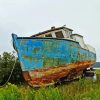 Abandoned Fishing Boat Diamond Painting