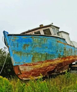 Abandoned Fishing Boat Diamond Painting