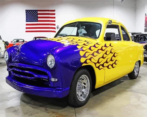 Blue And Yellow 49 Ford Coupe Diamond Painting