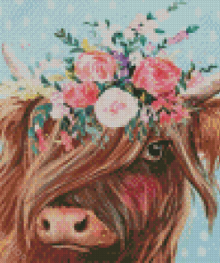 Cow With Flower Crown Diamond Painting