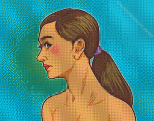 Girl With Ponytail Pop Art Diamond Painting