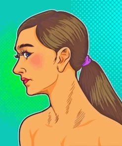 Girl With Ponytail Pop Art Diamond Painting