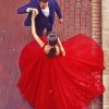 Groom And Bride In Red Dress Dancing Diamond Painting