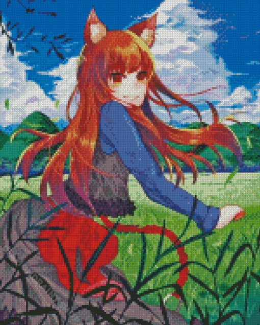 Holo Anime Wolf Girl Diamond Painting