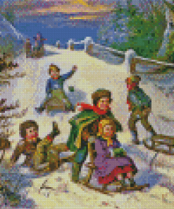 Kids Sledding Diamond Painting