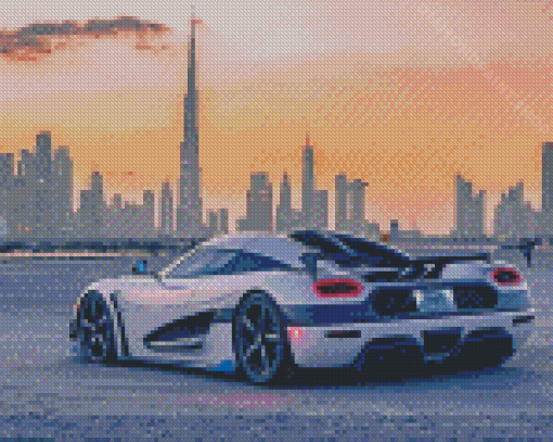 Koenigsegg Agera White Car Diamond Painting