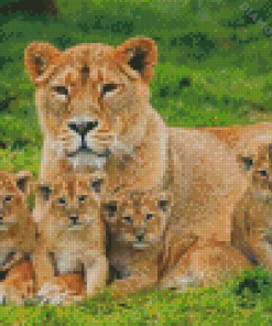 Lioness And Cubs Animals Diamond Painting