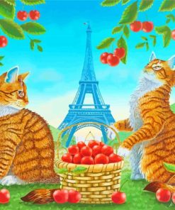 Orange Cats In Paris Diamond Painting