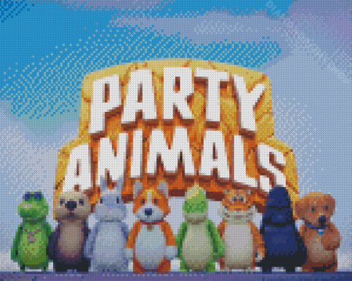 Party Animlas Game Poster Diamond Painting