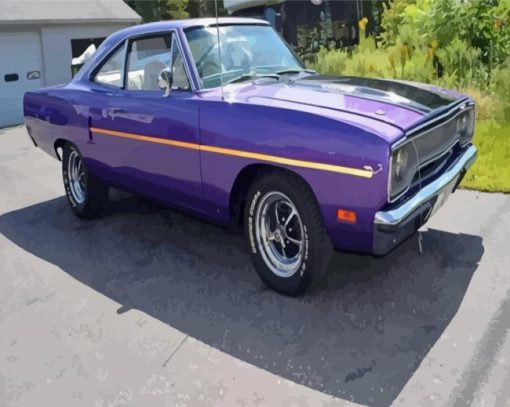 Plum Crazy Plymouth Roadrunner Car Diamond Painting