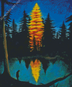 Spruce Tree Night Diamond Painting