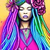 Woman In Colorful Dreadlocks Diamond Painting