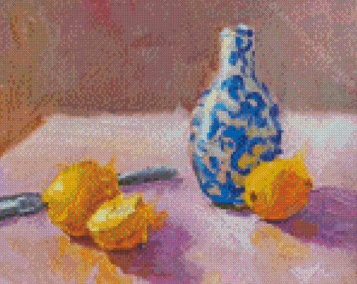 Blue Vase And Lemons Diamond Painting