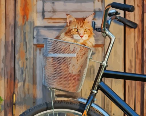 Cat Riding A Bike Diamond Painting