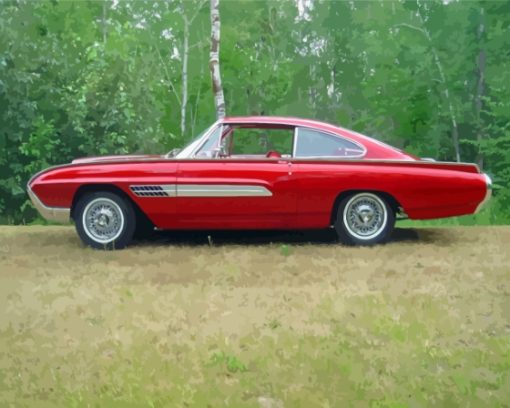 Red 1963 Ford Thunderbird Diamond Painting