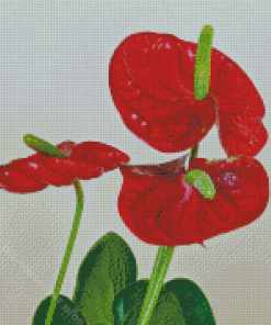 Red Flamingo Flowers Diamond Painting