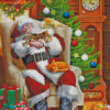 Sleepy Santa With Cats Diamond Painting