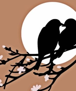 Silhouette Two Birds Diamond Painting