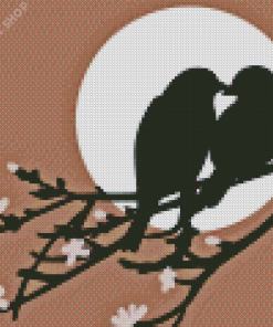 Silhouette Two Birds Diamond Painting