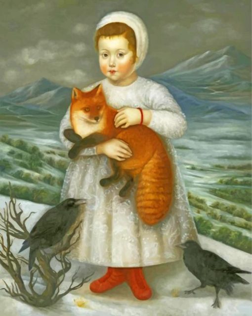 Woman And Her Animals Friends Diamond Painting