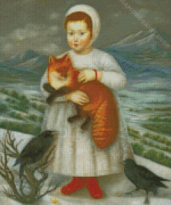 Woman And Her Animals Friends Diamond Painting